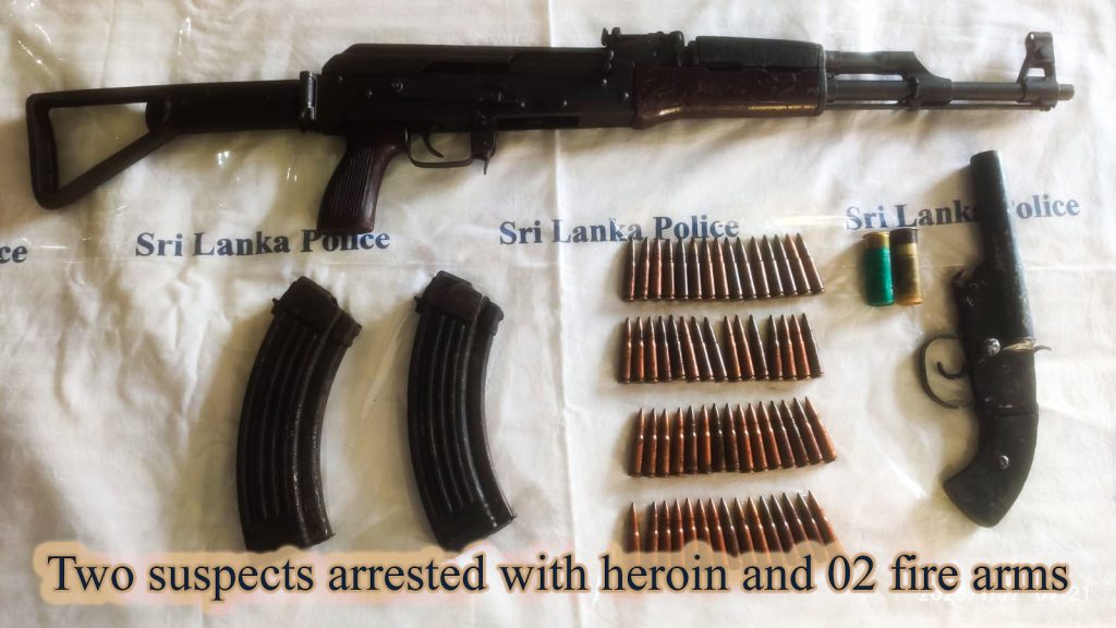 Two suspects arrested with heroin and 02 firearms